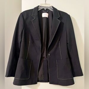 Dorothee Schumacher classic tailored black blazer with white stitching size 4